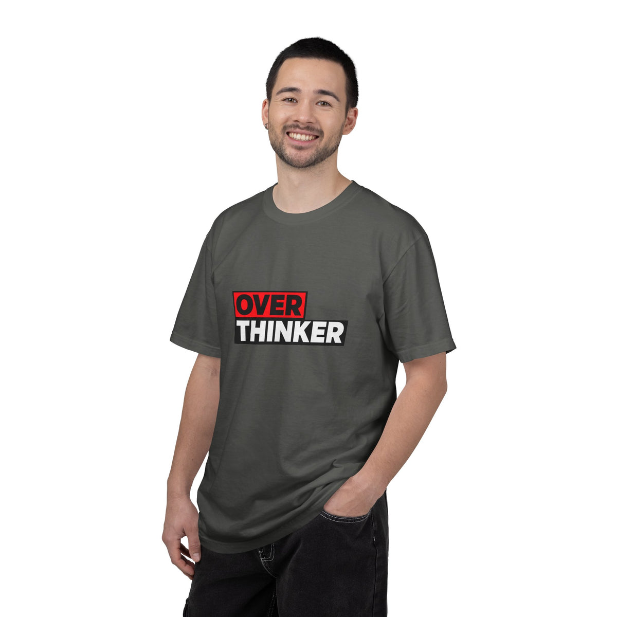 Overthinker Graphic T-Shirt — Bold Red & Black Text Tee