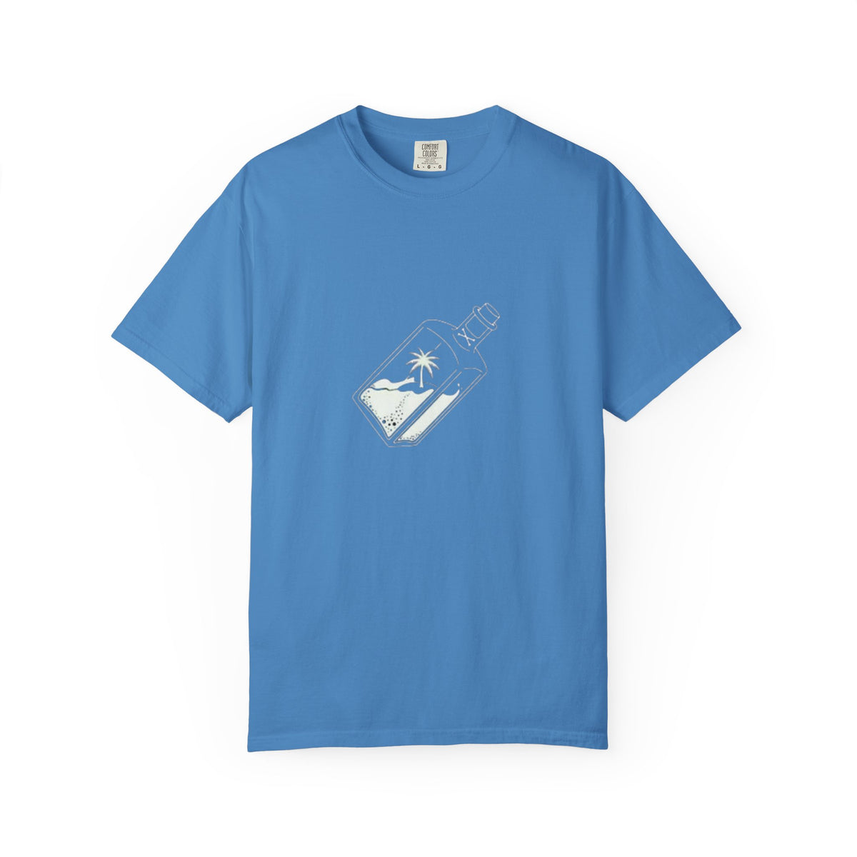 Pocket Island T‑Shirt — Minimal Bottle Isle Graphic Tee