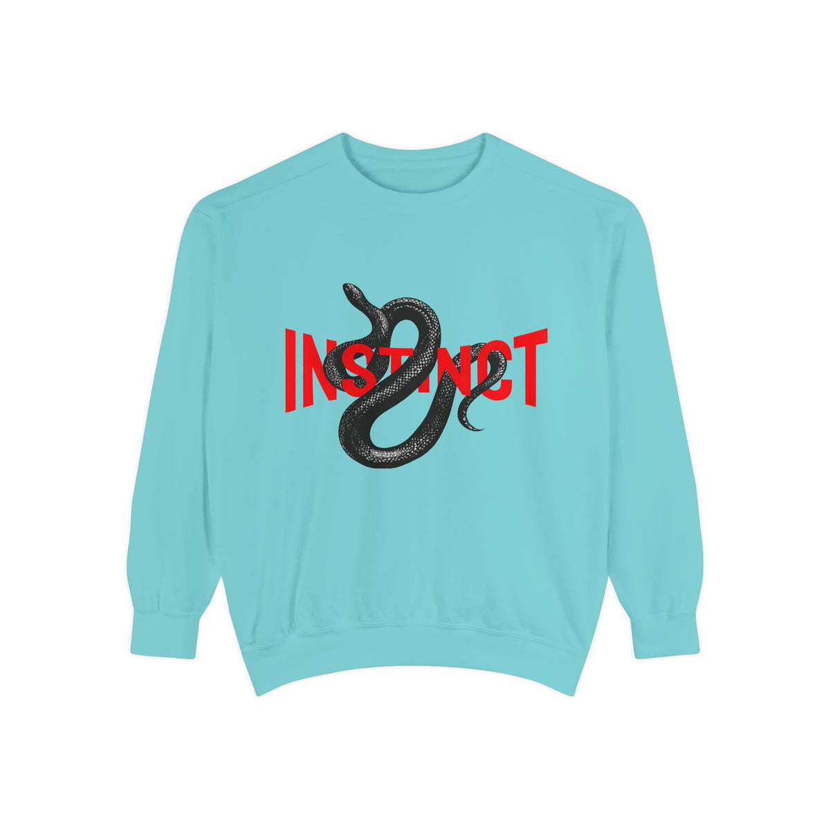 Instinct Snake Sweatshirt — Graphic Crewneck with Bold Red Text