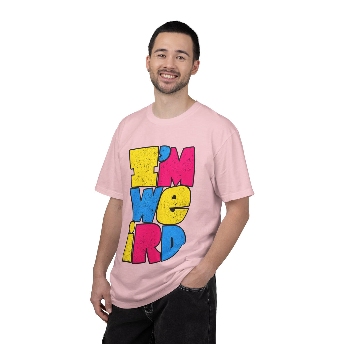 "I'M WEIRD" Colorblock Graphic T-Shirt — Retro Pop Statement Tee