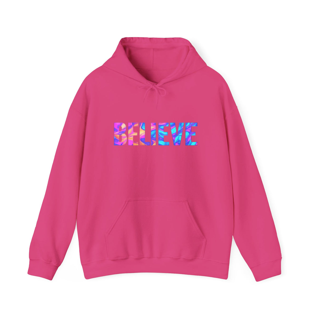 Believe in Yourself Hoodie — Colorful Watercolor Text Inspirational Sweatshirt