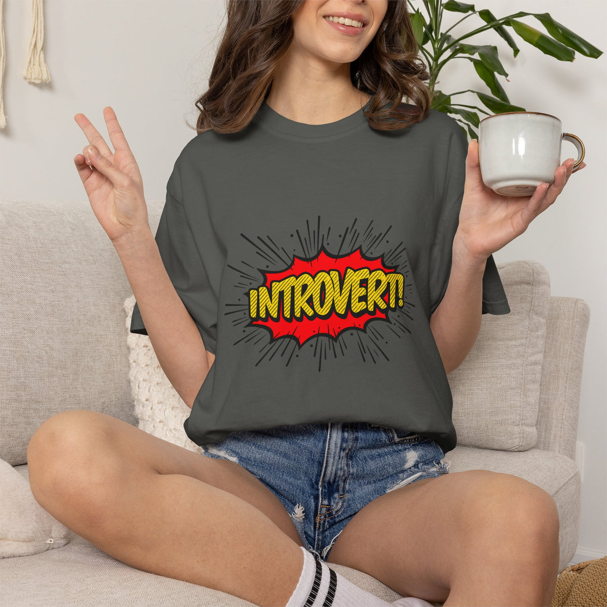 Introvert Comic Pop T-Shirt — Graphic "INTROVERT!" Tee