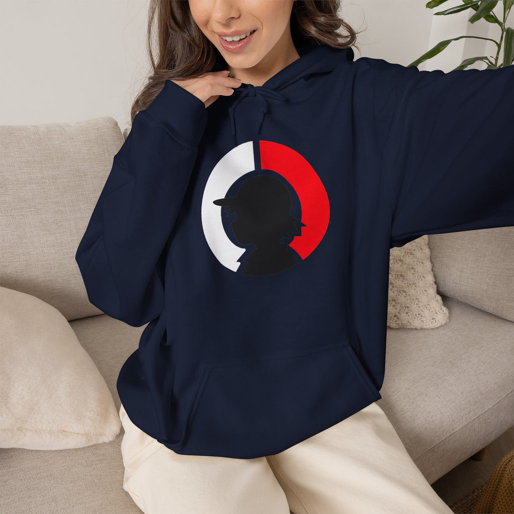 Detective Silhouette Hoodie – Minimal Red Moon Mystery Graphic