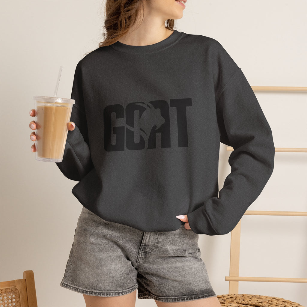 GOAT Graphic Sweatshirt — Athletic "GOAT" Logo Crewneck for Sports Fans