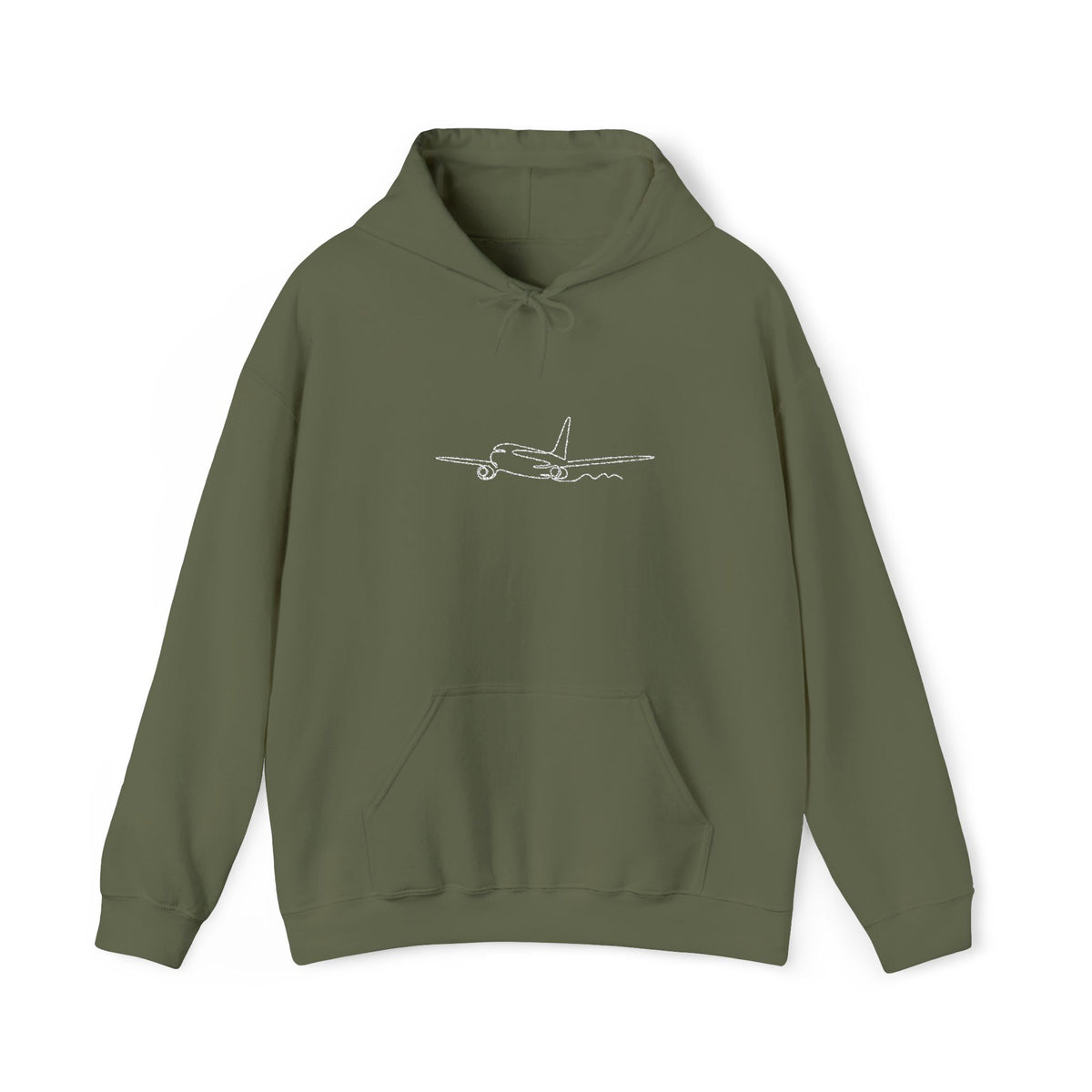 Airplane Silhouette Embroidered Hoodie — Minimal Flight Crew & Aviation Gift
