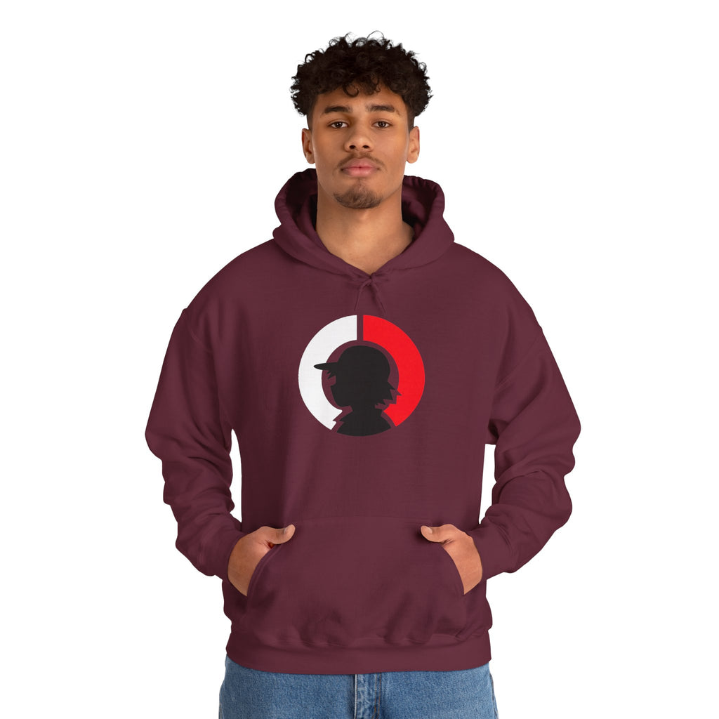 Detective Silhouette Hoodie – Minimal Red Moon Mystery Graphic