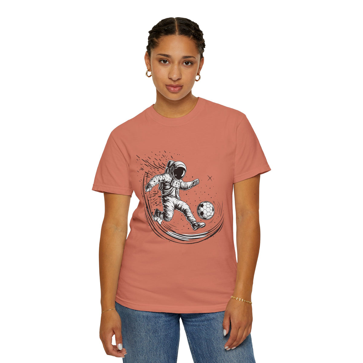 Astronaut Soccer T-Shirt — Space Football Graphic Tee