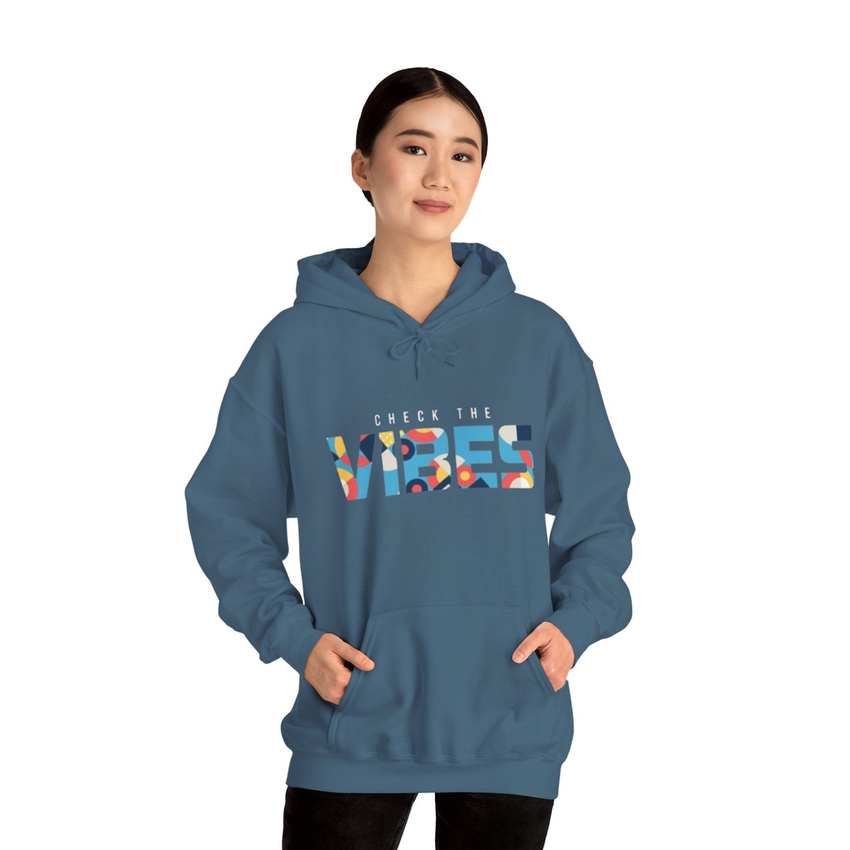 Check The Vibes Hoodie – Colorful Retro Graphic Pullover