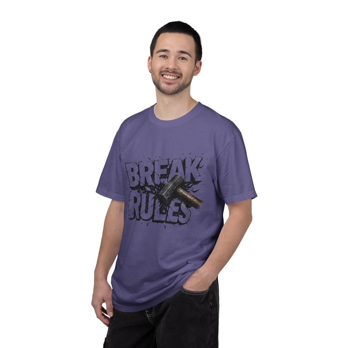Break Rules T-Shirt — Graphic 'Break Rules' Design with Hammer