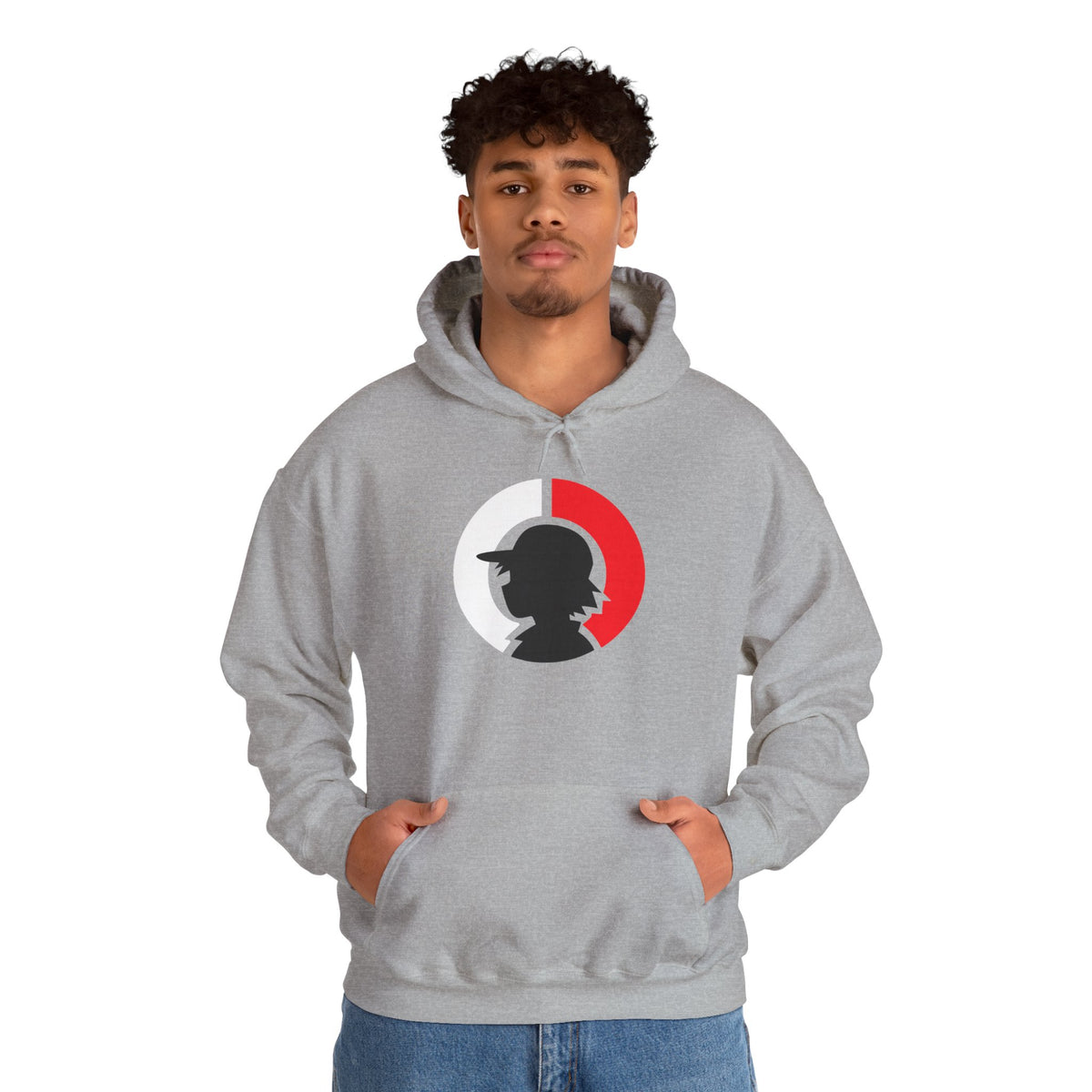 Detective Silhouette Hoodie – Minimal Red Moon Mystery Graphic