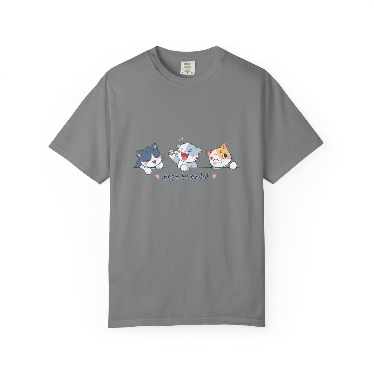 Cute ‘Best Friends!’ Cat T-Shirt — Cartoon Kitten Trio Graphic Tee