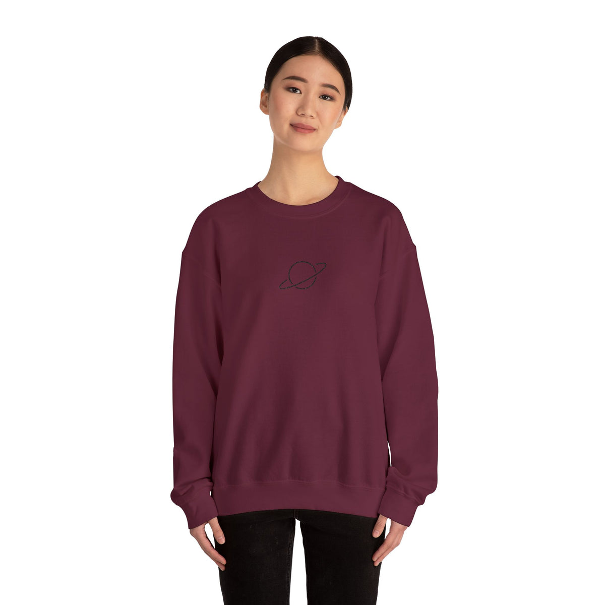 Minimal Planet Crewneck Sweatshirt Embroidered