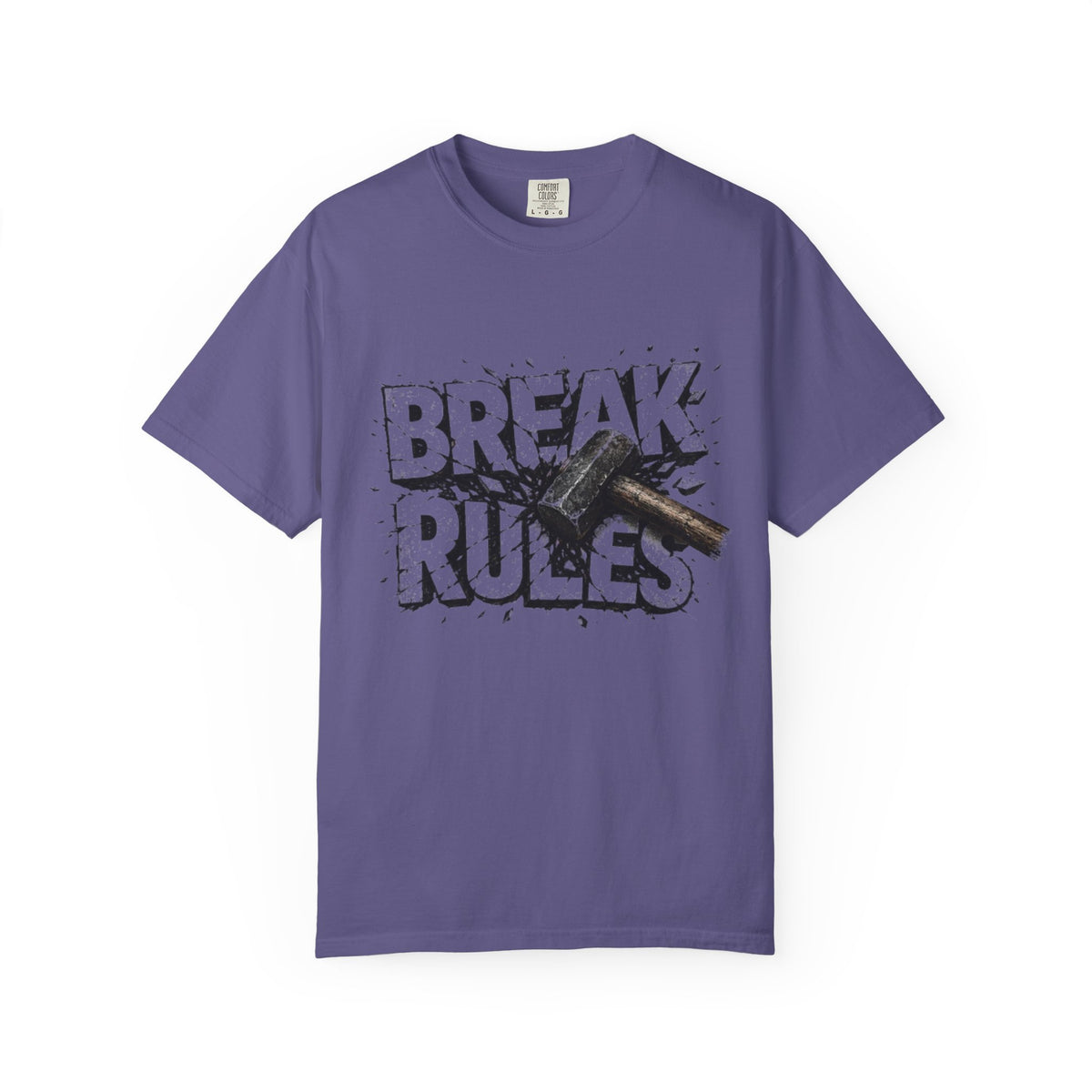 Break Rules T-Shirt — Graphic 'Break Rules' Design with Hammer