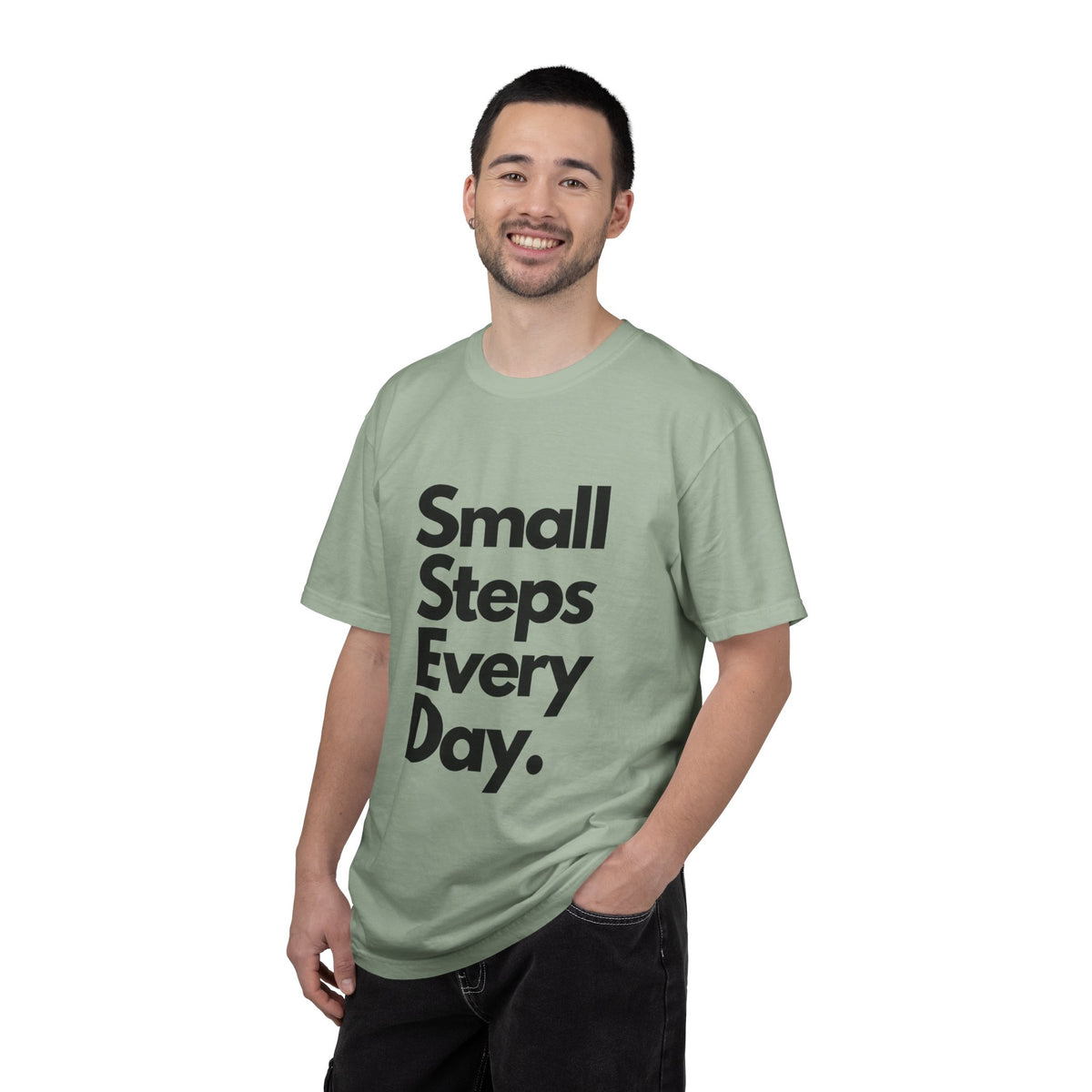 Motivational Tee — “Small Steps Every Day.” Inspirational Casual T-Shirt
