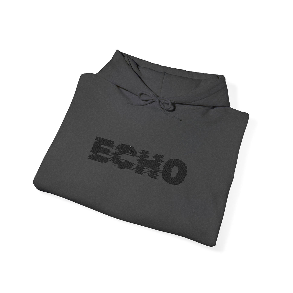 Echo Distressed Logo Hoodie — Retro Grunge Streetwear Pullover