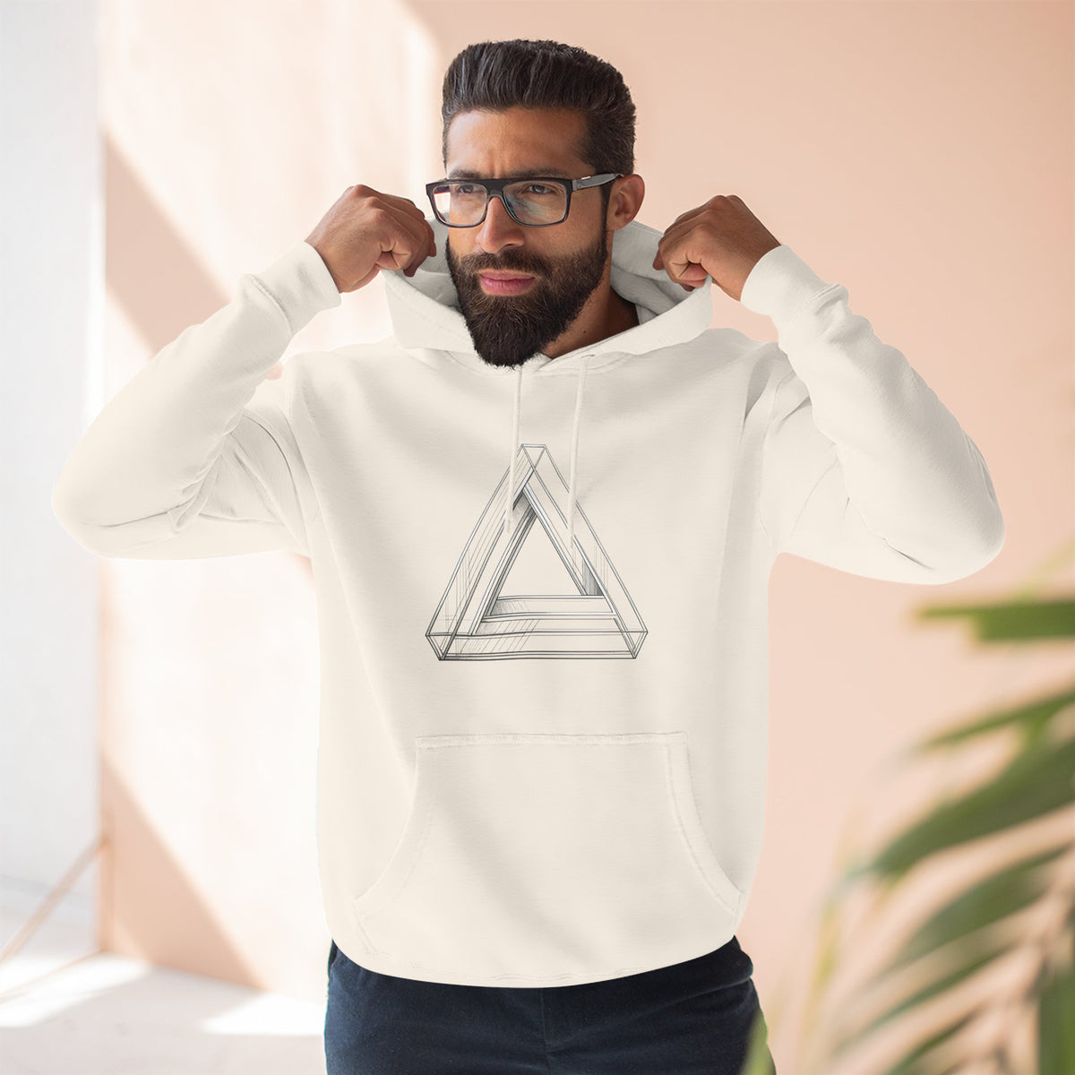 Minimal Geometric Triangle Hoodie — Three-Panel Illusion Design