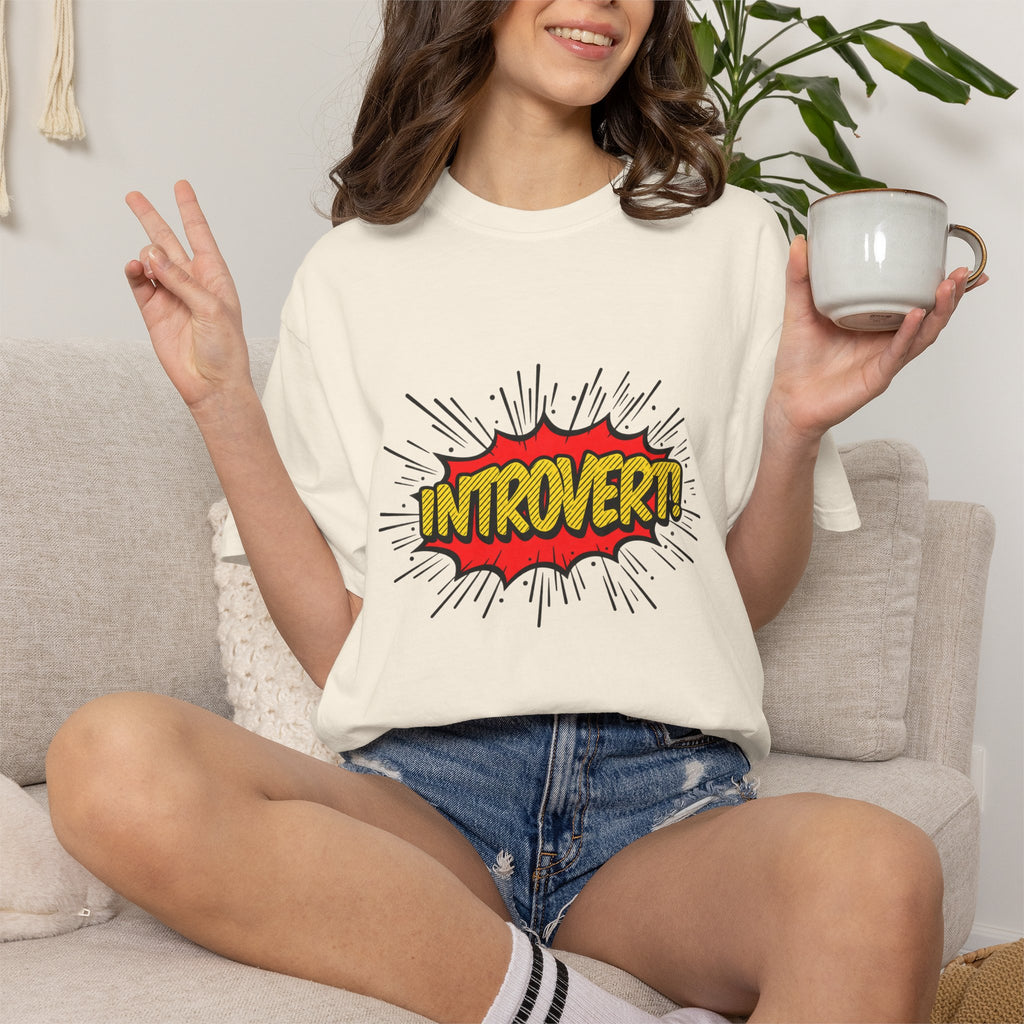 Introvert Comic Pop T-Shirt — Graphic "INTROVERT!" Tee