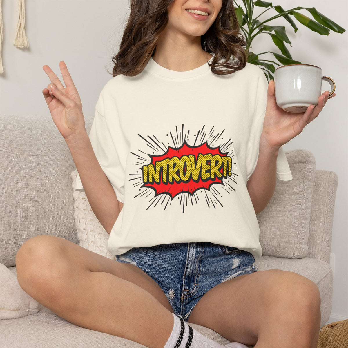 Introvert Comic Pop T-Shirt — Graphic "INTROVERT!" Tee