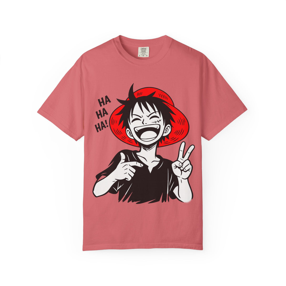 Anime Luffy Laughing Graphic T-shirt - Monkey D. Luffy Peace Sign Tee