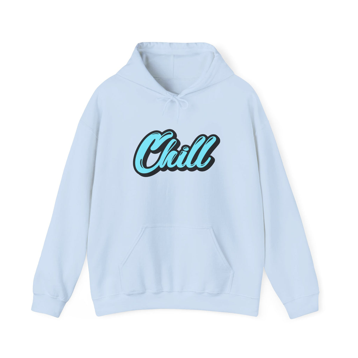 Chill Script Hoodie — Retro Blue Chill Graphic Pullover
