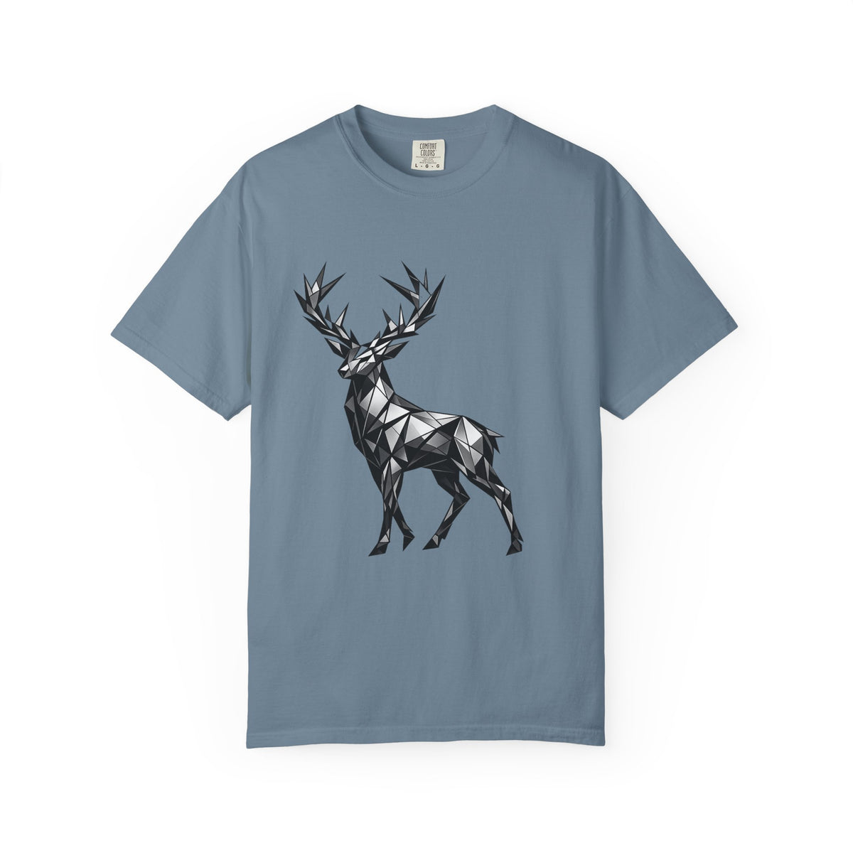 Geometric Stag T-Shirt — Black Polygon Deer Graphic Tee