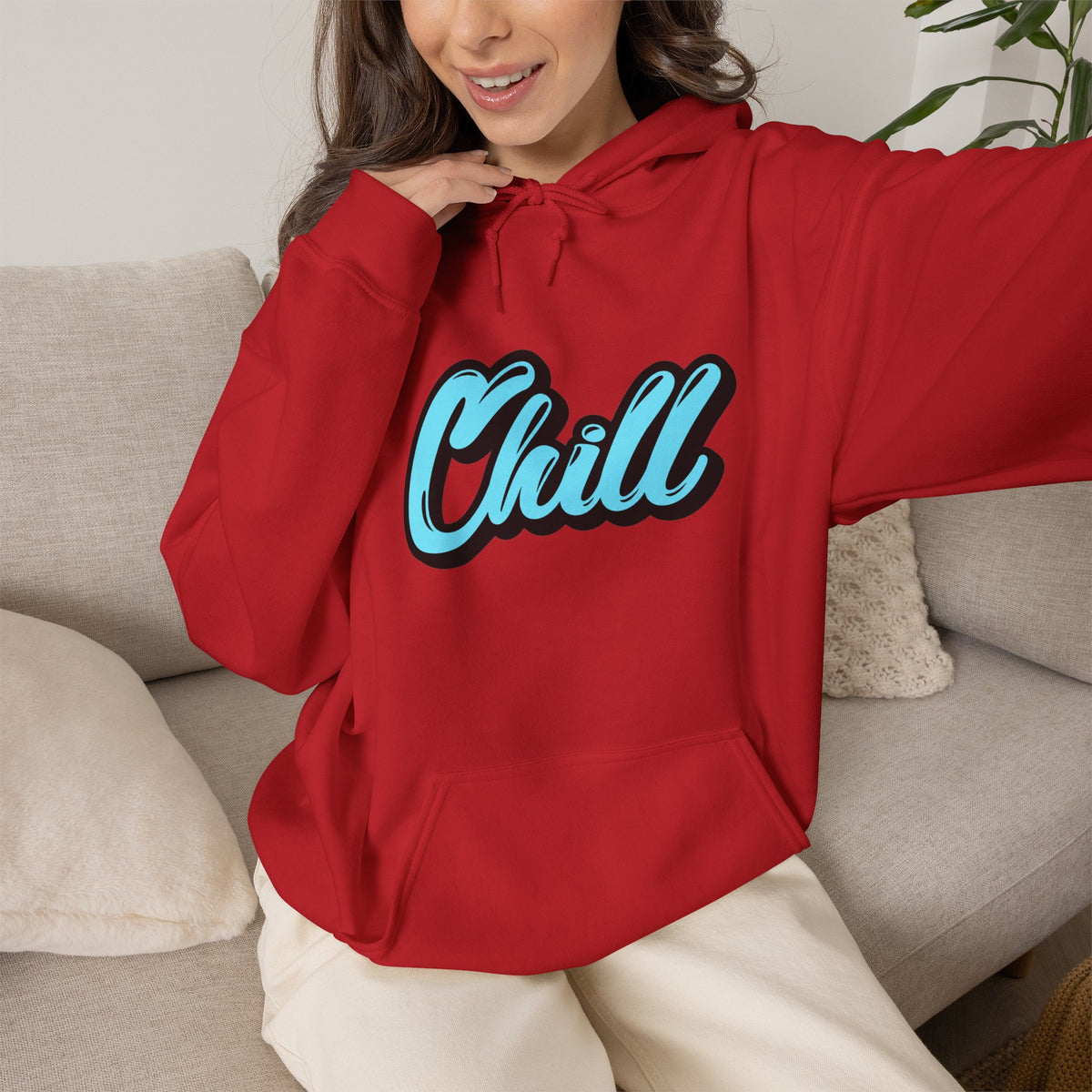 Chill Script Hoodie — Retro Blue Chill Graphic Pullover