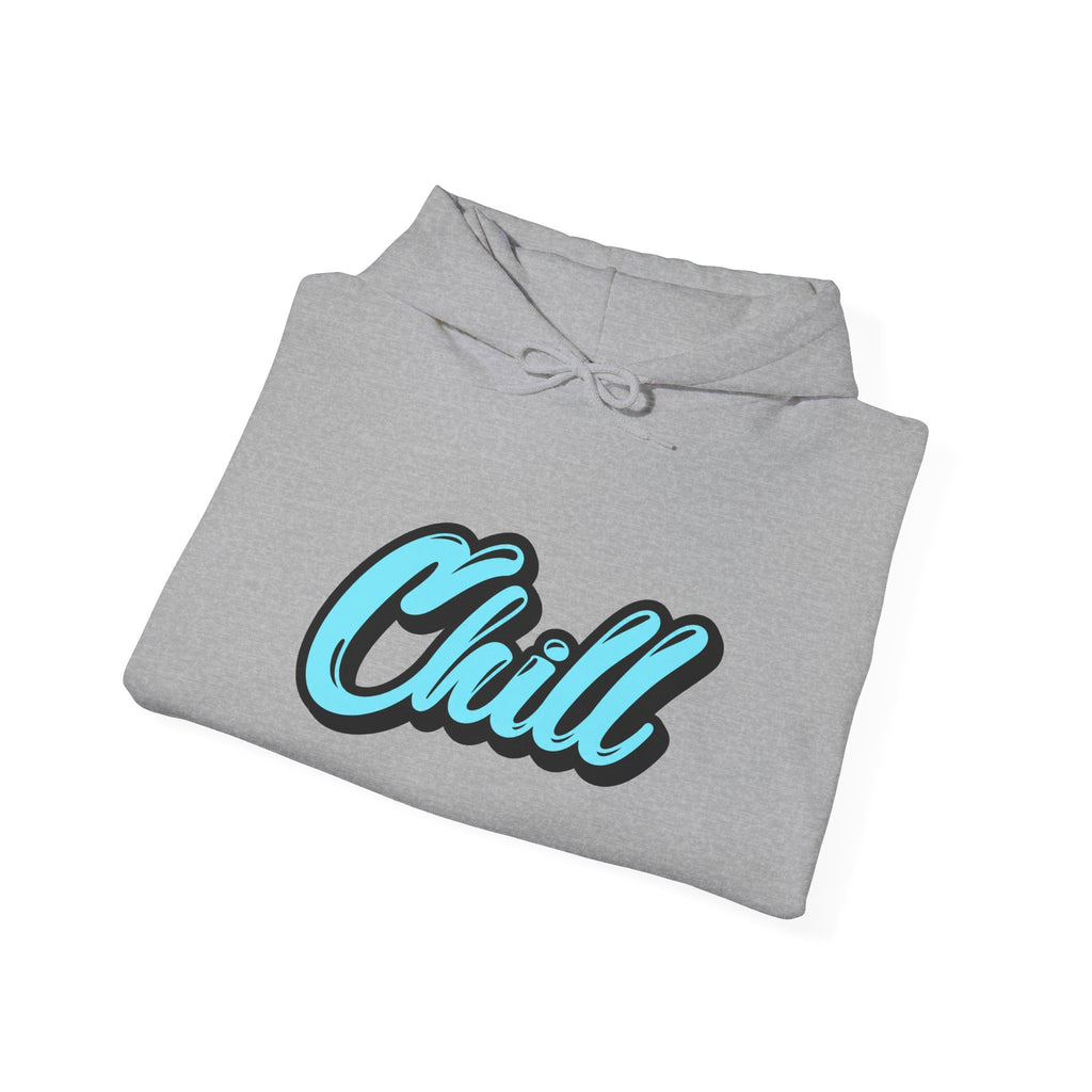 Chill Script Hoodie — Retro Blue Chill Graphic Pullover