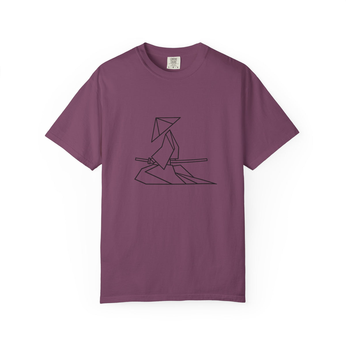 Samurai Line Art T-Shirt — Minimal Origami Swordsman Graphic Tee