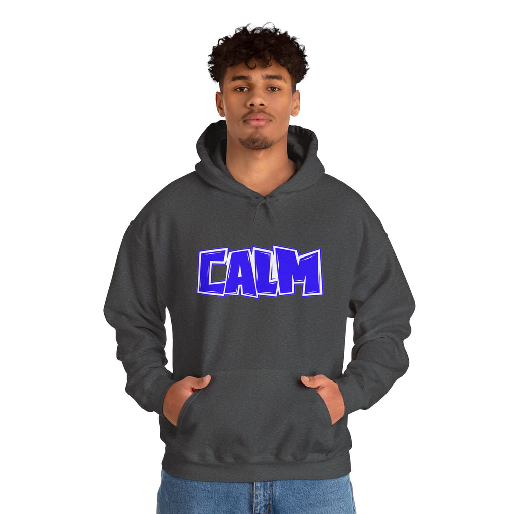 Calm Graphic Hoodie — Bold Blue Streetwear Pullover