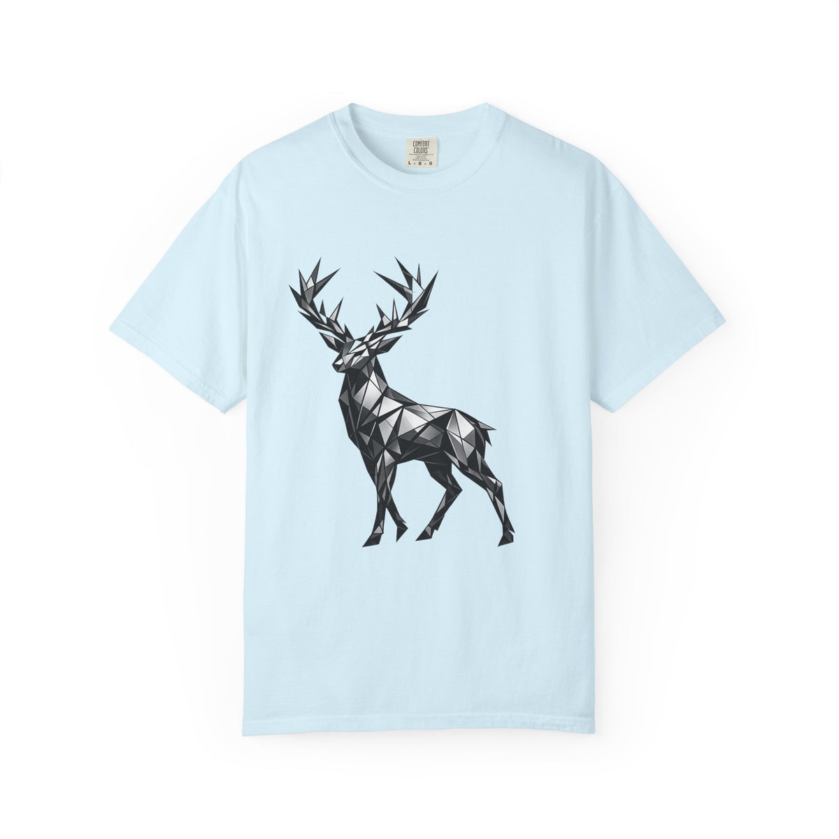 Geometric Stag T-Shirt — Black Polygon Deer Graphic Tee