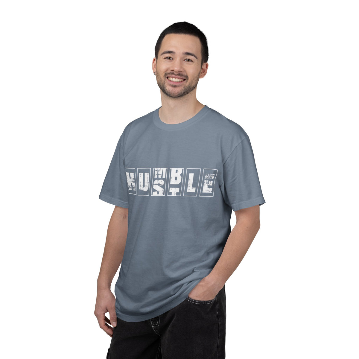 Hustle Block Letter T-Shirt — Vintage Graphic Tee with 'HUSTLE' Design