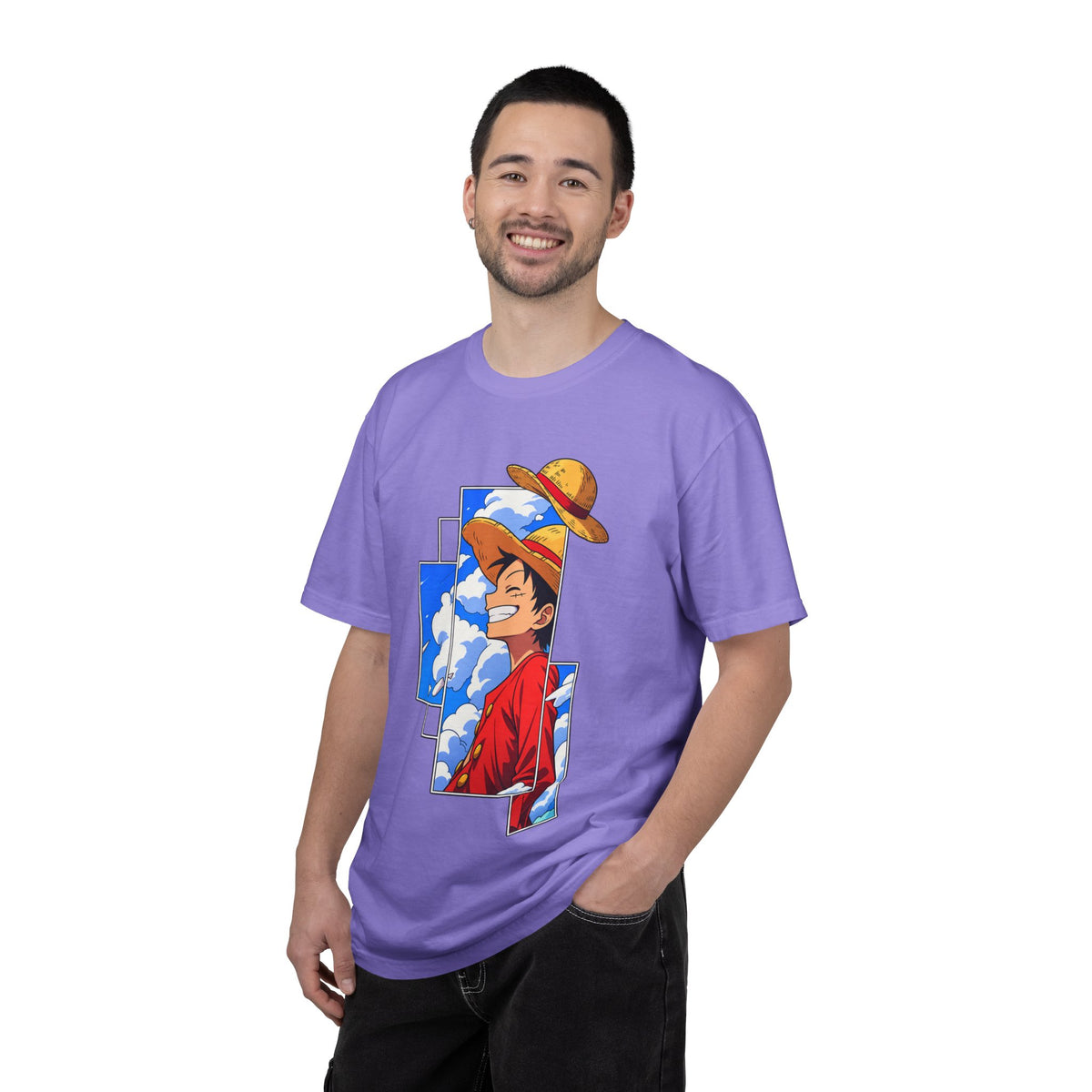 Anime Straw Hat Crew T-Shirt — Luffy Smiling Sky Graphic Tee