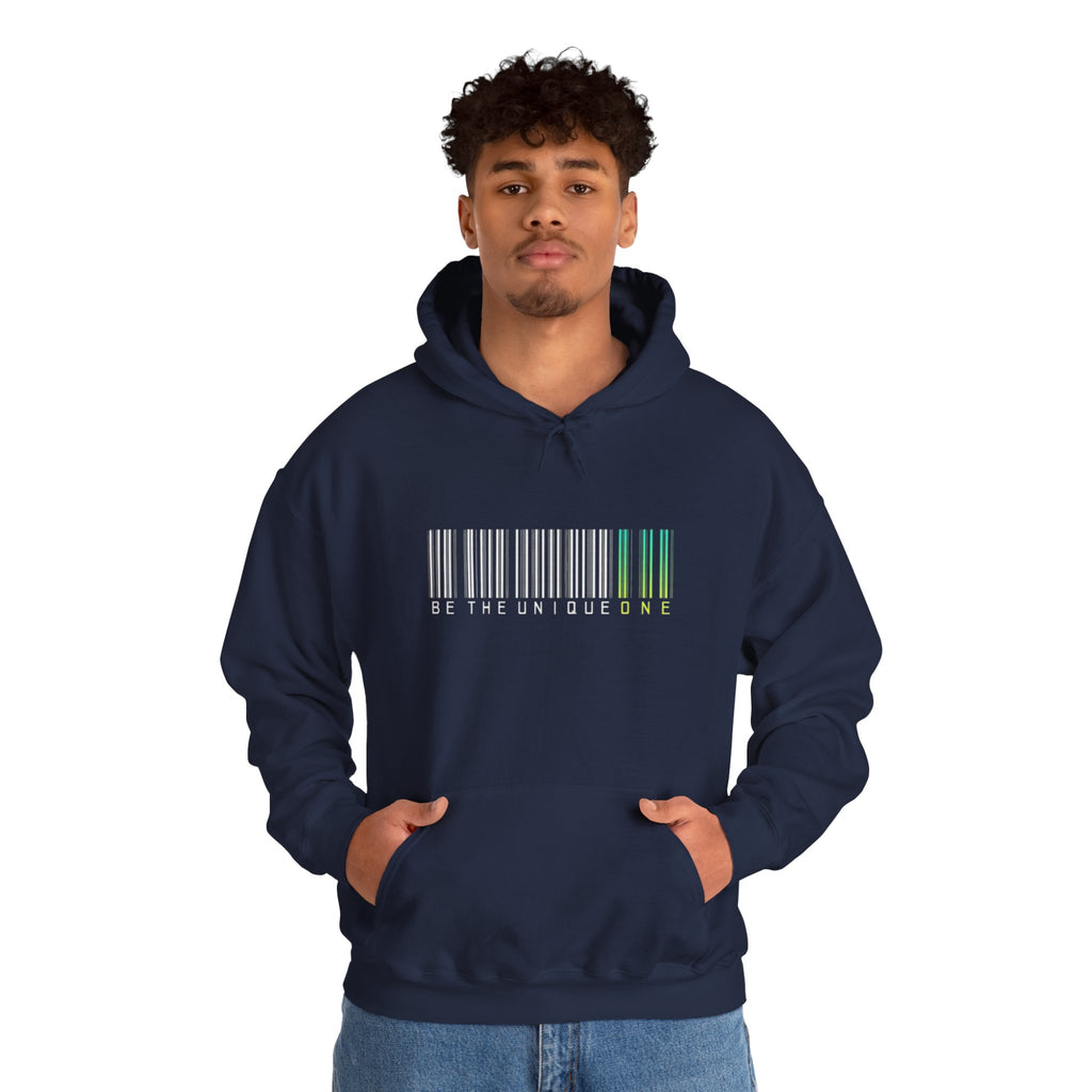 Unique One Barcode Hoodie — "Be the Unique One" Graphic Pullover