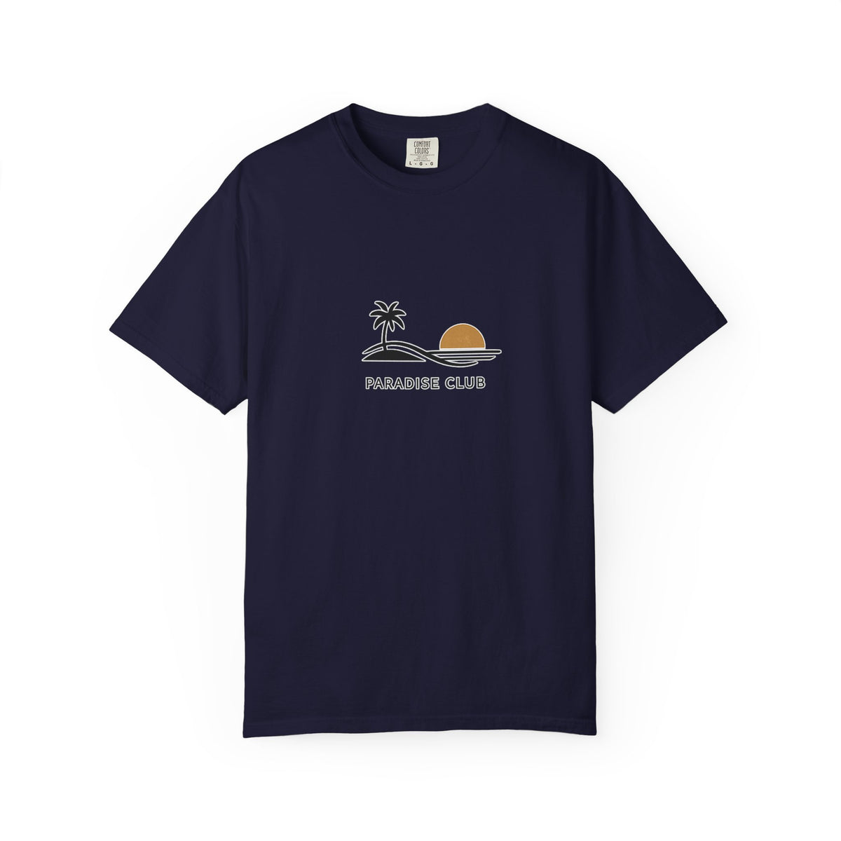 Paradise Club Tee — Minimal Sunset Palm Graphic T-Shirt