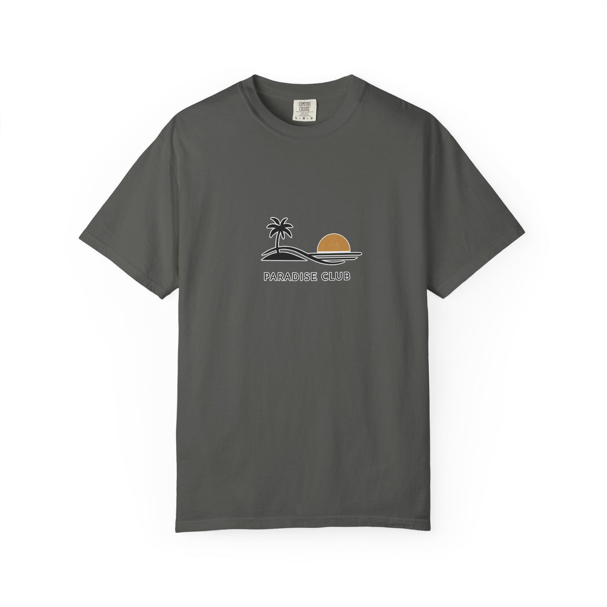 Paradise Club Tee — Minimal Sunset Palm Graphic T-Shirt