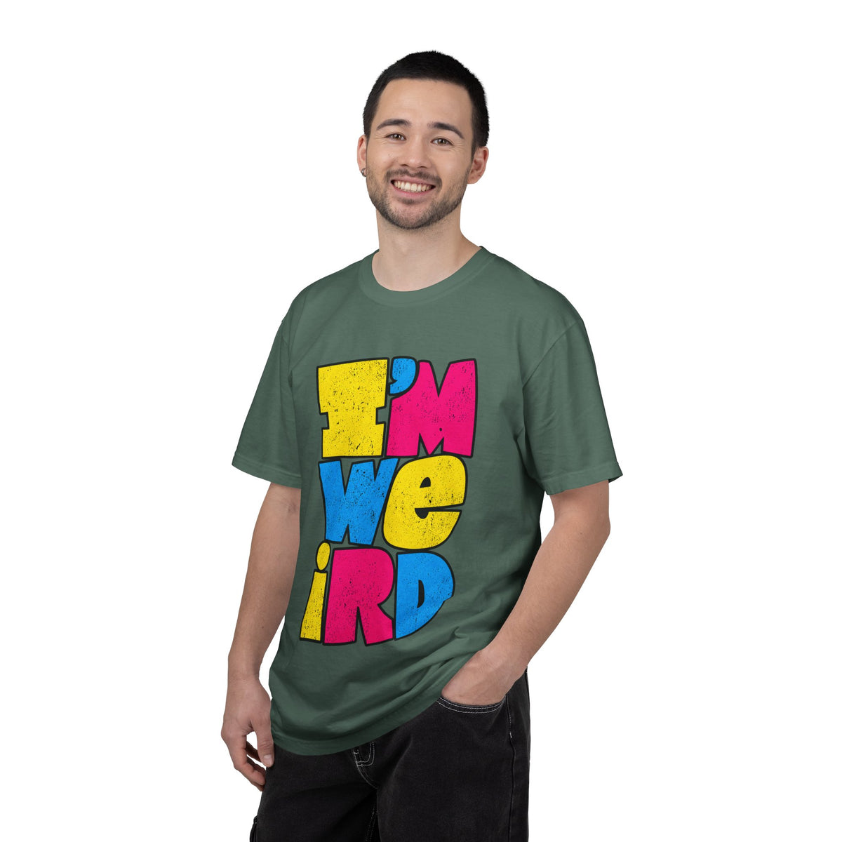 "I'M WEIRD" Colorblock Graphic T-Shirt — Retro Pop Statement Tee