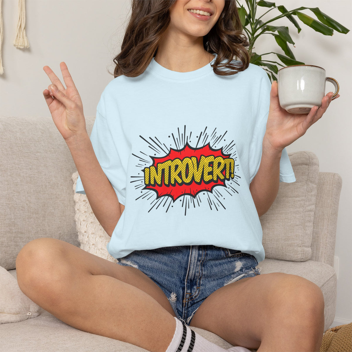 Introvert Comic Pop T-Shirt — Graphic "INTROVERT!" Tee