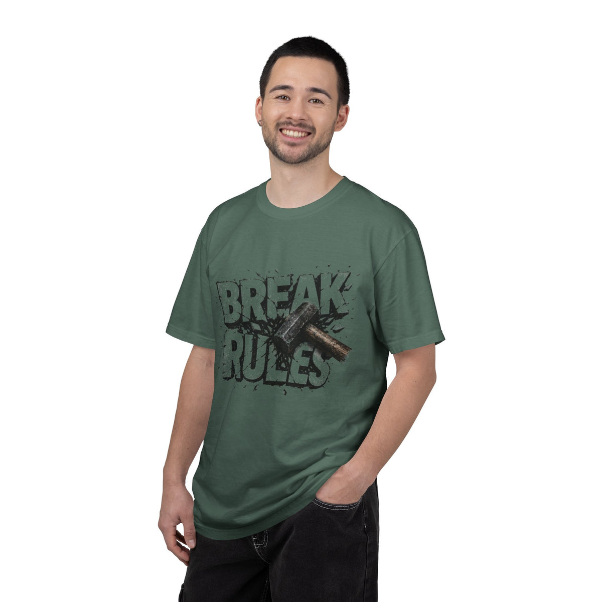 Break Rules T-Shirt — Graphic 'Break Rules' Design with Hammer