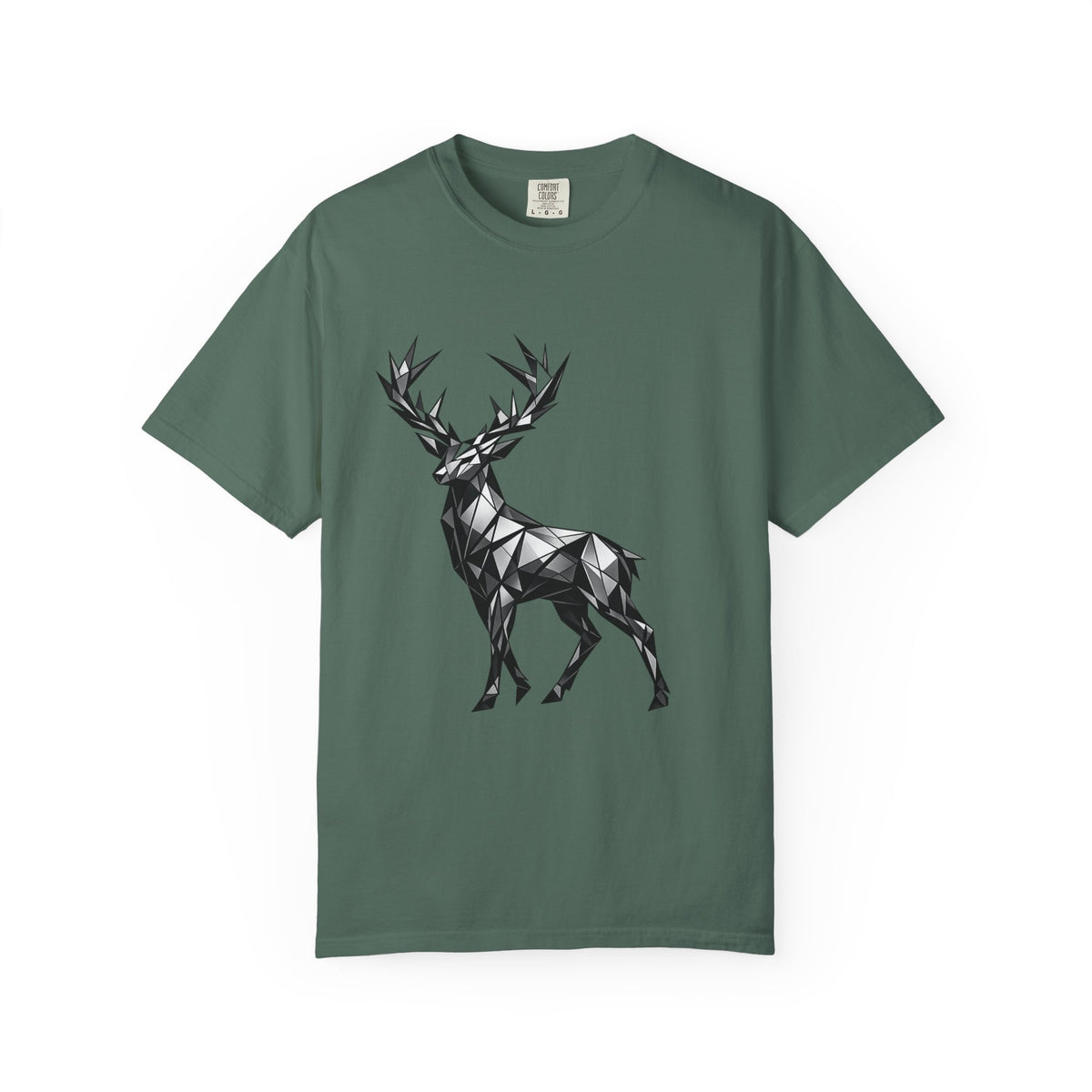 Geometric Stag T-Shirt — Black Polygon Deer Graphic Tee