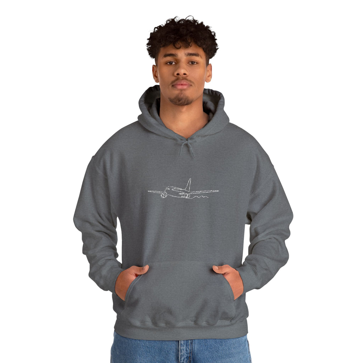 Airplane Silhouette Embroidered Hoodie — Minimal Flight Crew & Aviation Gift