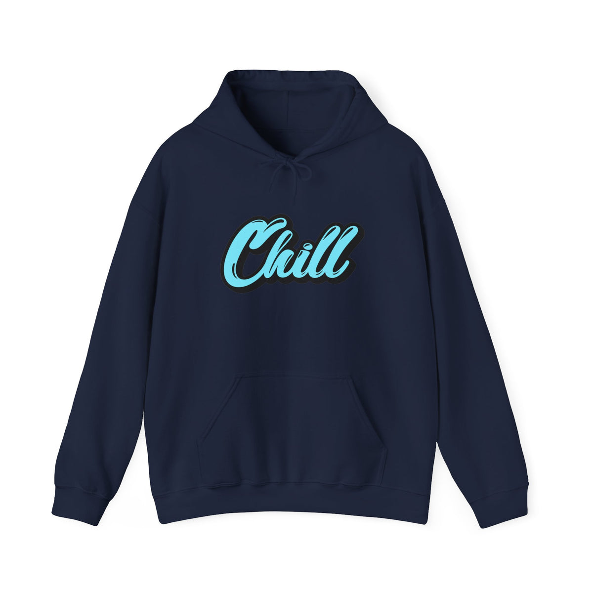 Chill Script Hoodie — Retro Blue Chill Graphic Pullover
