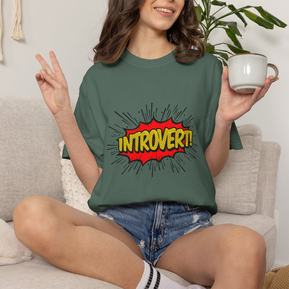 Introvert Comic Pop T-Shirt — Graphic "INTROVERT!" Tee