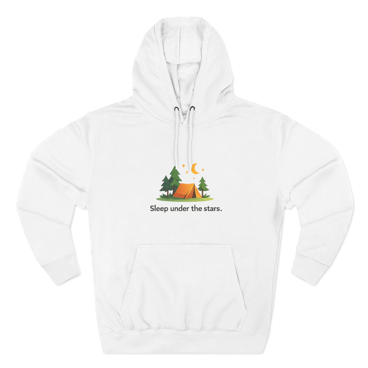 Camping Hoodie — "Sleep Under the Stars" Tent & Moon Graphic