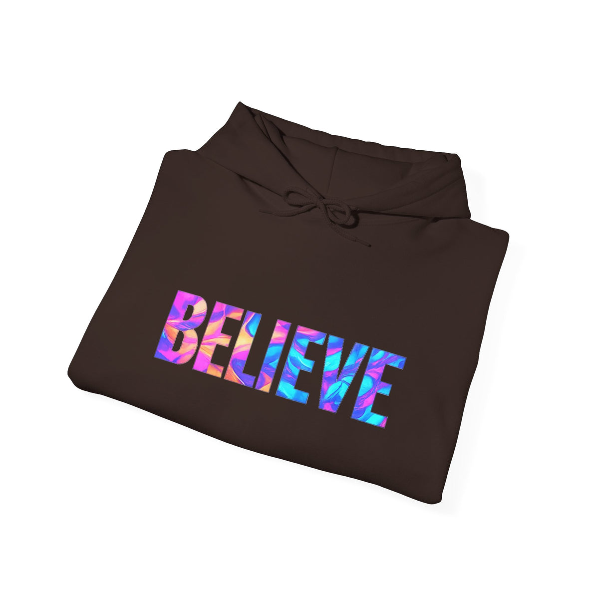 Believe in Yourself Hoodie — Colorful Watercolor Text Inspirational Sweatshirt