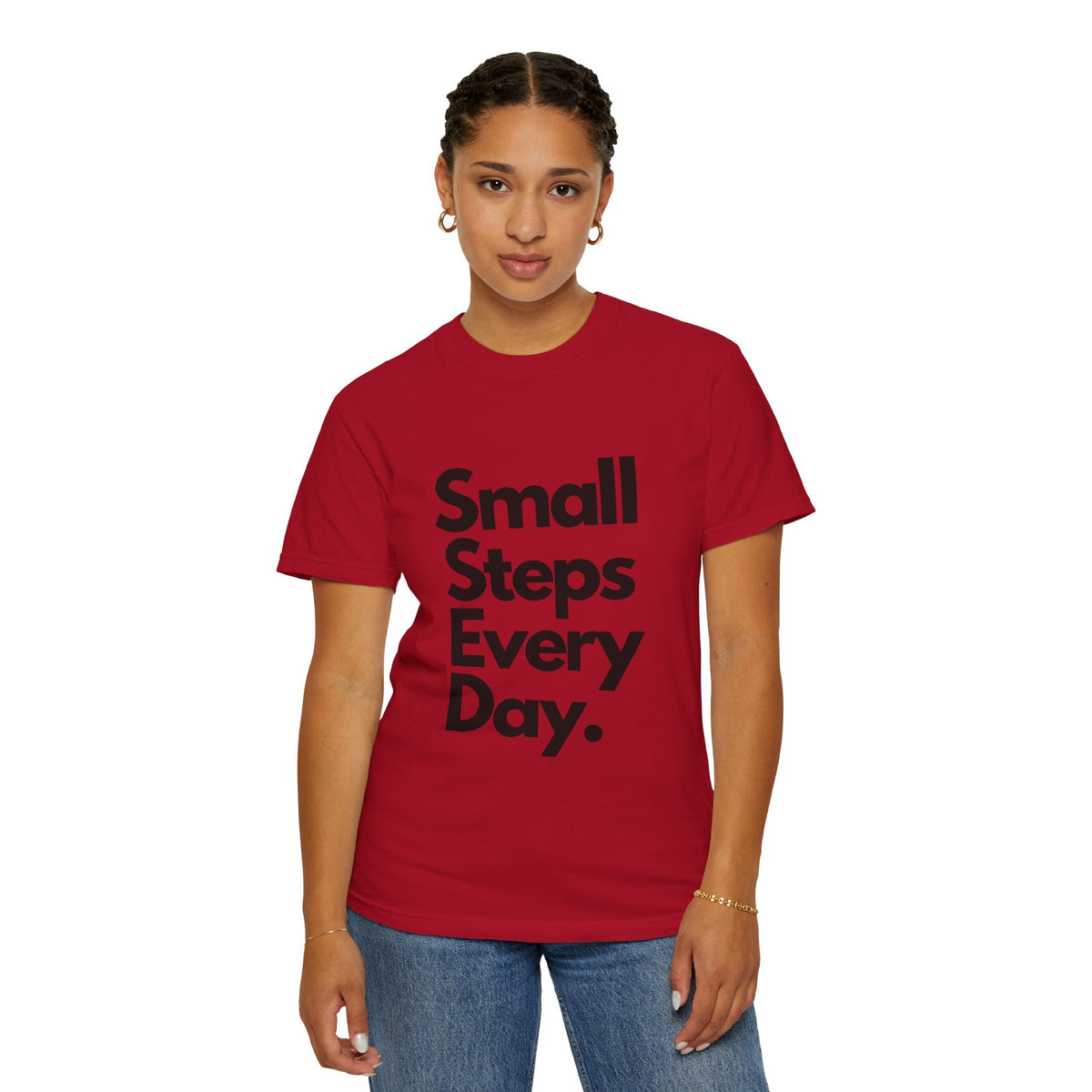 Motivational Tee — “Small Steps Every Day.” Inspirational Casual T-Shirt