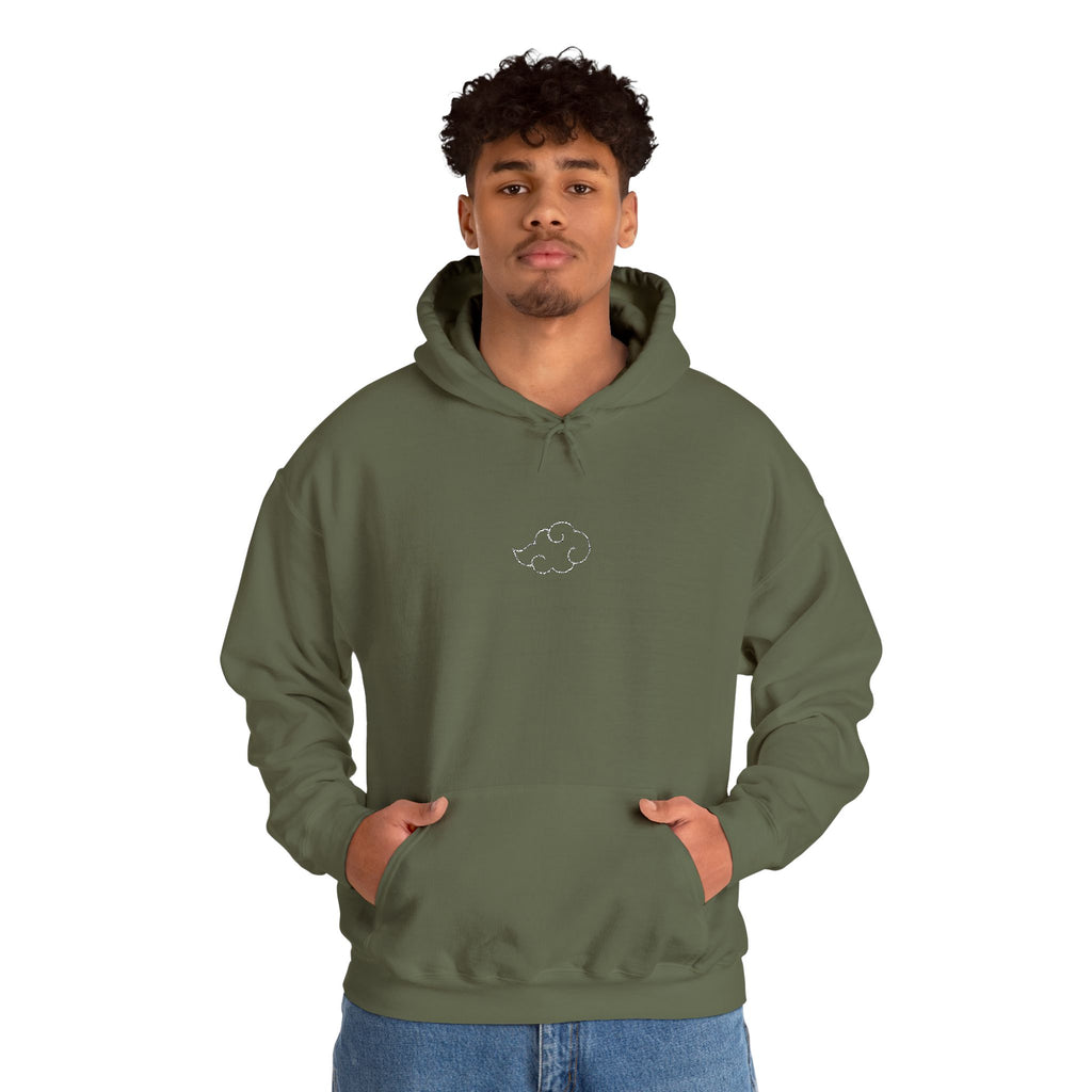 Minimal Cloud Outline Hoodie — Small White Cloud Graphic Embroidered