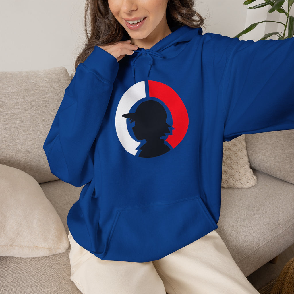 Detective Silhouette Hoodie – Minimal Red Moon Mystery Graphic