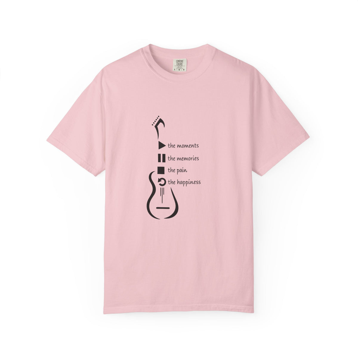 Guitar Silhouette Tee — "Our Moments, Our Memories, Our Music, Our Happiness"