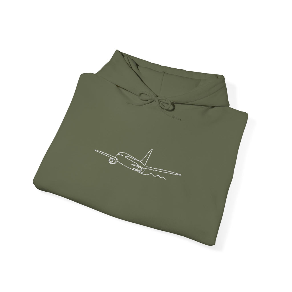 Airplane Silhouette Embroidered Hoodie — Minimal Flight Crew & Aviation Gift