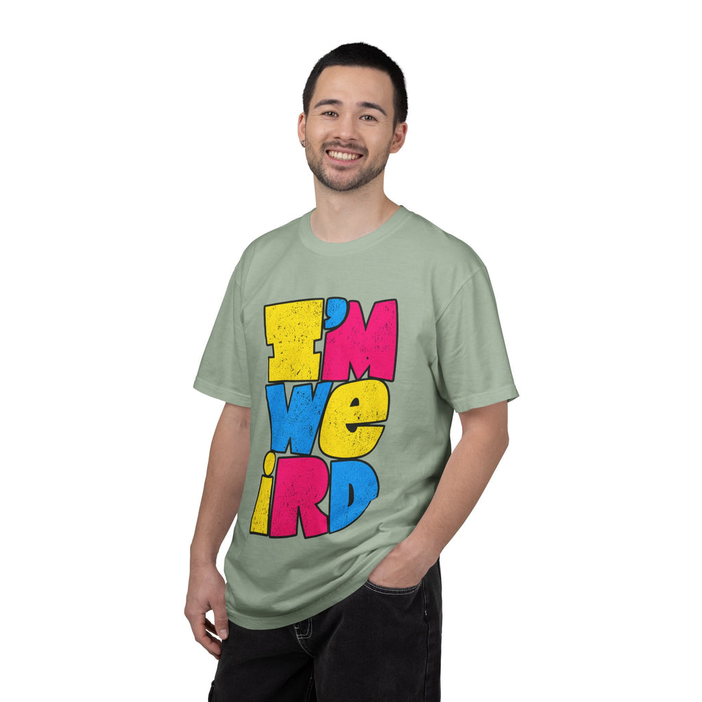 "I'M WEIRD" Colorblock Graphic T-Shirt — Retro Pop Statement Tee